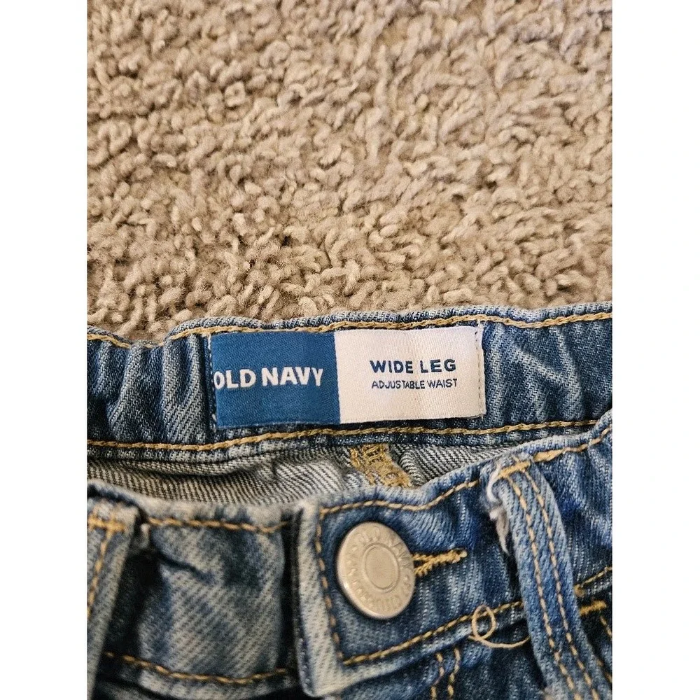 Old Navy Kids Wide Leg Floral Embroidered Jeans Light Wash Blue 5T